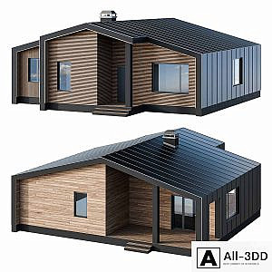 One-story barnhouse in two facade finishes