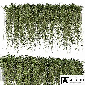 Hanging Plants in rusty Concrete Pot - Set 509