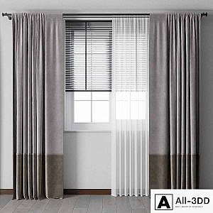 Curtain with metal curtain rod & metal blind 05