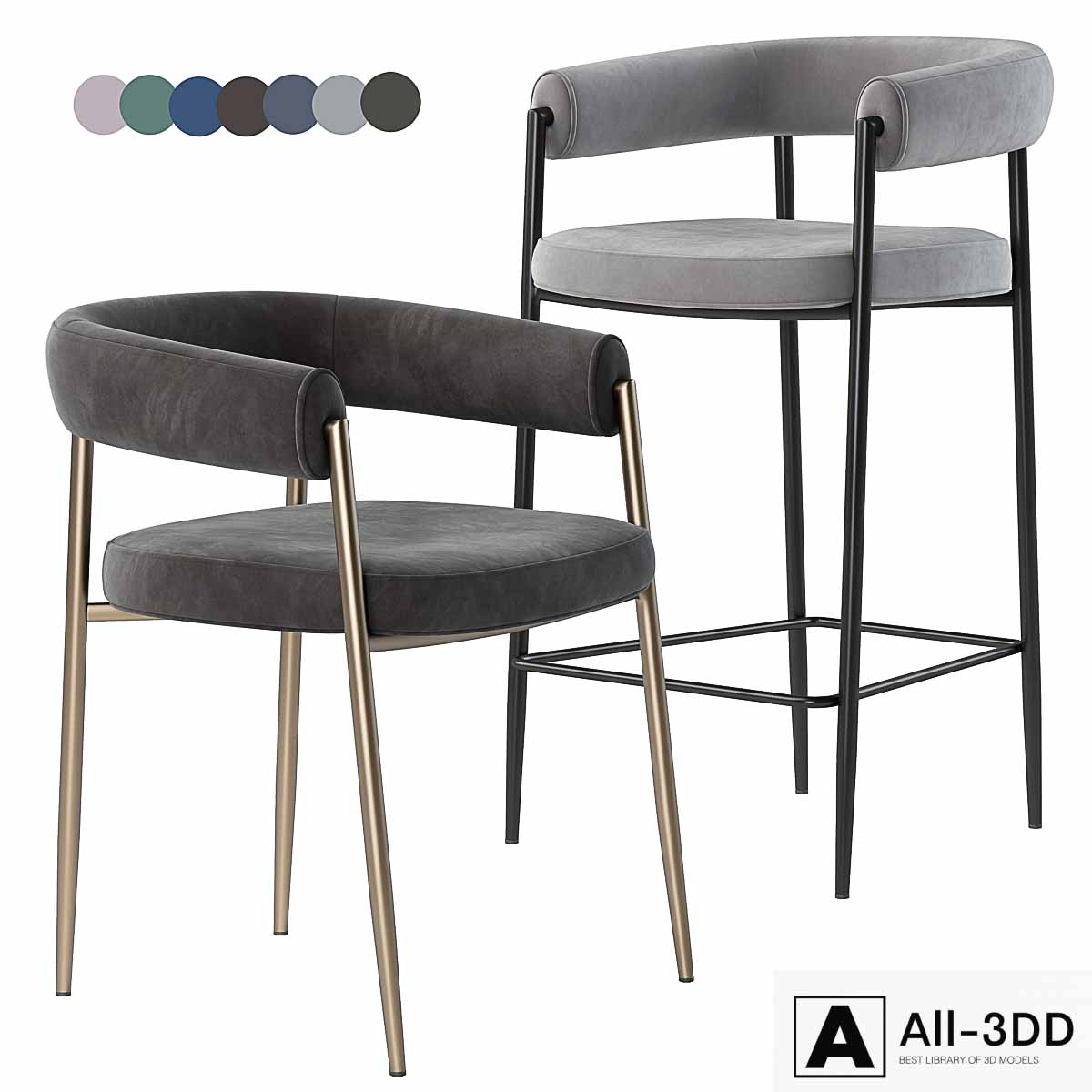 Deephouse. Bar stool Manchester modern interior 3D model Deephouse. Bar stool Manchester