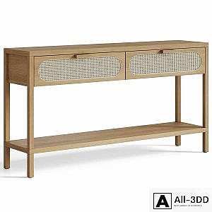Classic Rattan and Wood Console