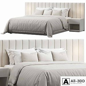 Striped Panel Headboard Bed