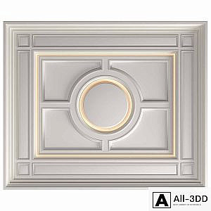 Modern coffered illuminated ceiling set Art Deco style