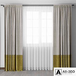 yellow Curtains with metal curtain rod 07