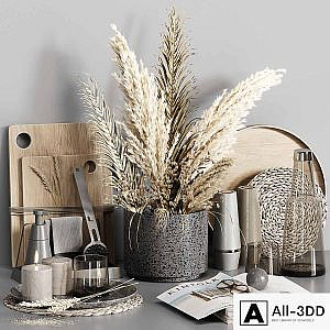 Kitchen accessories 024 with dried plants