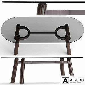 ARCO_wood and glass dining table