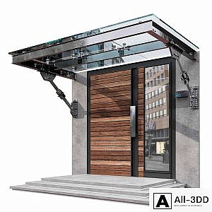 MODERN ENTRANCE WITH GLASS CANOPY NO3