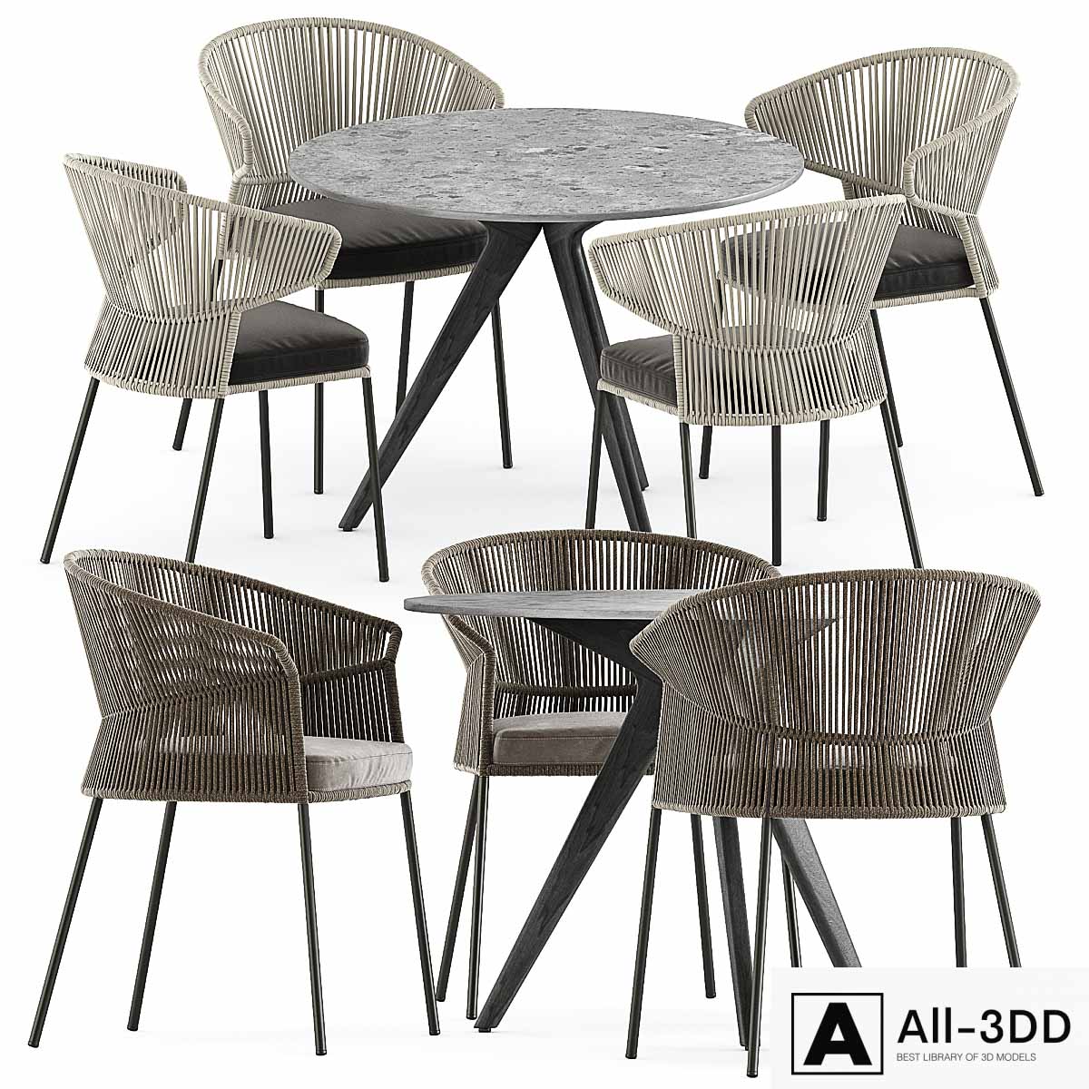 Ola 923 P-IMP and Ola 923/P chairs by Potocco and Teak nero table CF 100 by manutti modern interior 3D model Ola 923 P-IMP and Ola 923/P chairs by Potocco and Teak nero table CF 100 by manutti