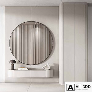 144 hallway zone 03 minimal modern with circle mirror 01