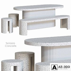 Terrazzo Concrete Table Stool Bench