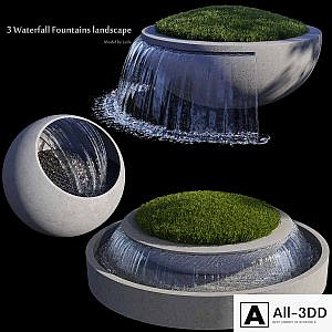 3 Waterfall Fountains Landscape
