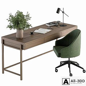 Home Office Green and Wood Set - Office Furniture 329