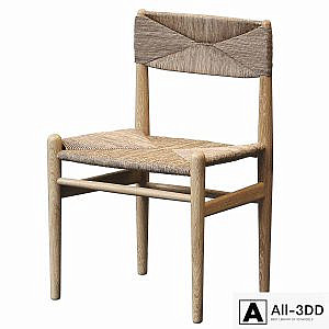 Rustic Wood and Woven Chair - Set 01