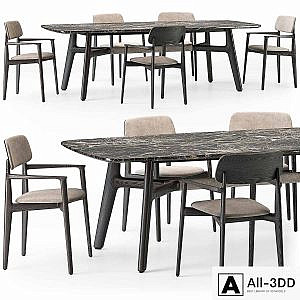 Poliform Curve dining table armchair set
