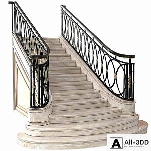 Classic marble staircase in Art Deco style.Modern interior stair