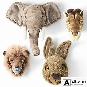 ANIMAL HEAD WALL BUSTS Elephant Giraffe Hare Lion