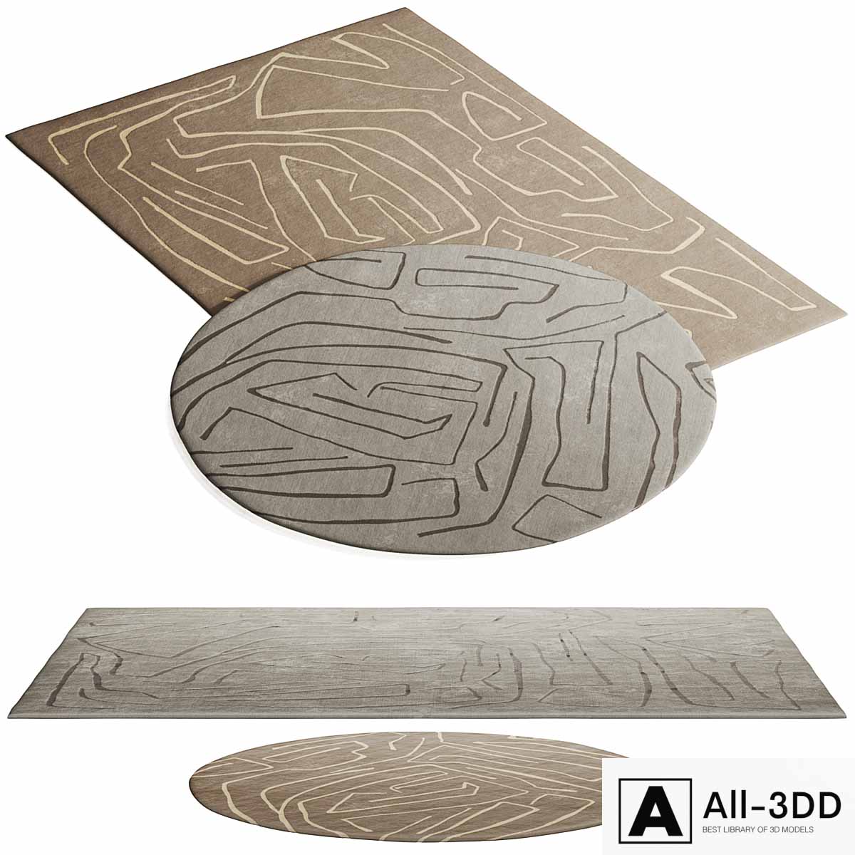 A set of carpets from Corner design modern interior 3D model A set of carpets from Corner design