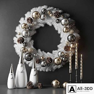 Christmas decor with candles and wreath