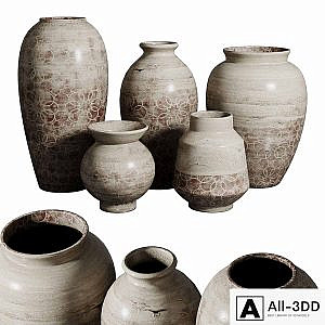 Old vase 3 material marble concrete plaster