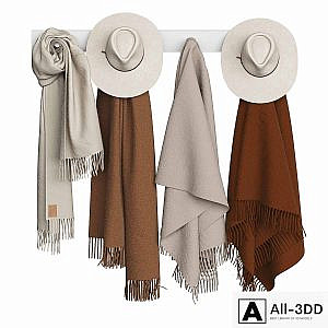 Hats and scarves on a hanger
