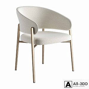 LINDA Upholstered Fabric Chair With Armrests by Marelli