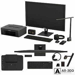 Black Desktop Accessory Set 01