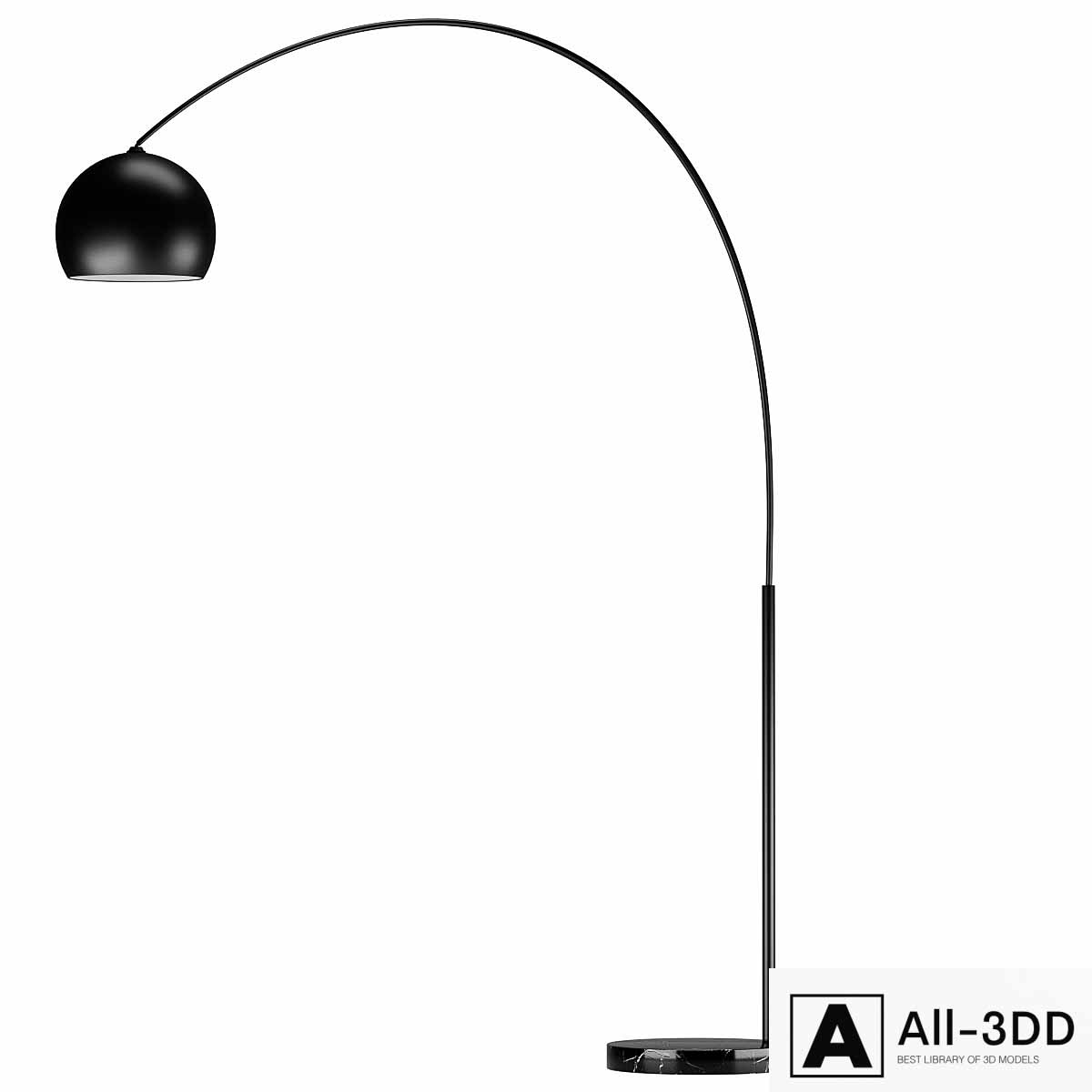 Black floor lamp Crescent modern interior 3D model Black floor lamp Crescent