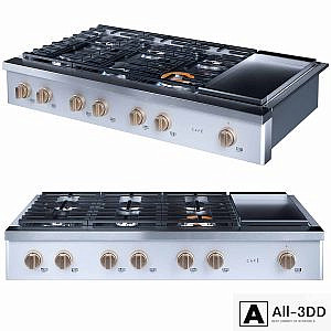 cafe 48 inch Commercial-Style Gas Rangetop with 6 Burners and Integrated Griddle