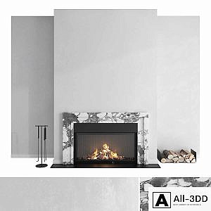 Decorative wall with fireplace set 43