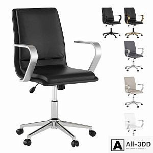 mid-back leather office chair with brushed metal armrests