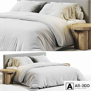 West Elm Flanged Edge Upholstered Bed