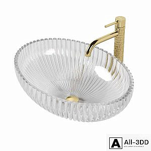 Oval cristal sink with Rea Lungo ART L.Gold mixer