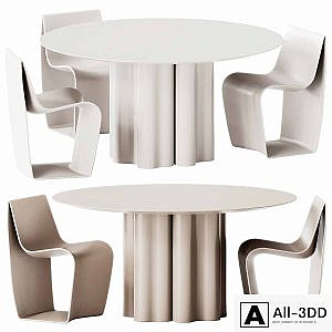 Saba Italia Teatro Magico Round Dining Table and MDF Italia Sign Matt Chair