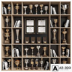 Rack with awards and books
