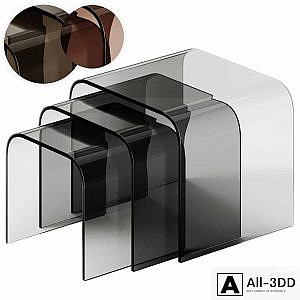 Tonin Casa ANEMONE Glass coffee tables Set
