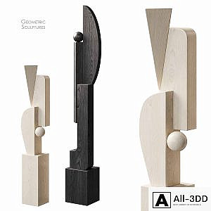 Geometric Wood Floor Sculptures