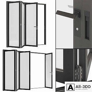Folding sliding metal doors windows.