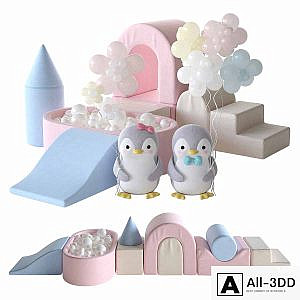 KIDKII Lux Foam Play Set with Ball Pit for kids and cute little penguins