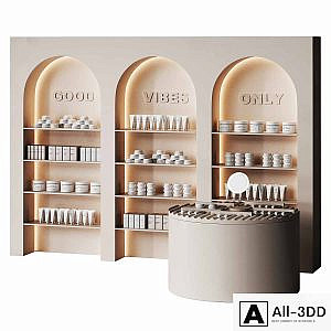 Beauty salon cosmetic set with arches in beige