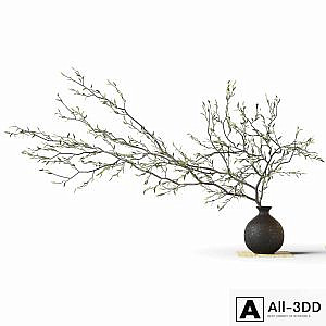 Branch in a vase on a rug