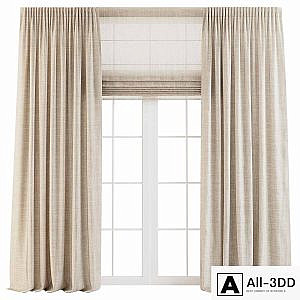 Linen Curtains with Roman Shades