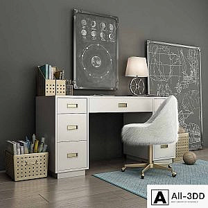 WRIGHTED TABLE Restoration Hardware, AVALON WITH WAXED WHITE STORAGE BOXES