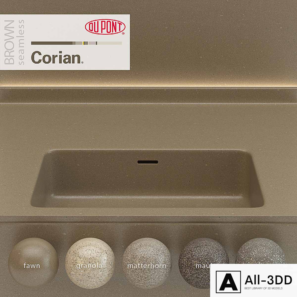 Dupont Corian Kitchen Countertops Brown 5 modern interior 3D model Dupont Corian Kitchen Countertops Brown 5