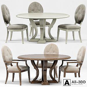 Clarke Oval Dining Chair, Michaela Round Dining Table