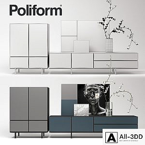 Poliform Pandora Due Storage Unit and Sideboard set