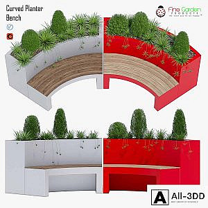 Curved planter bench one