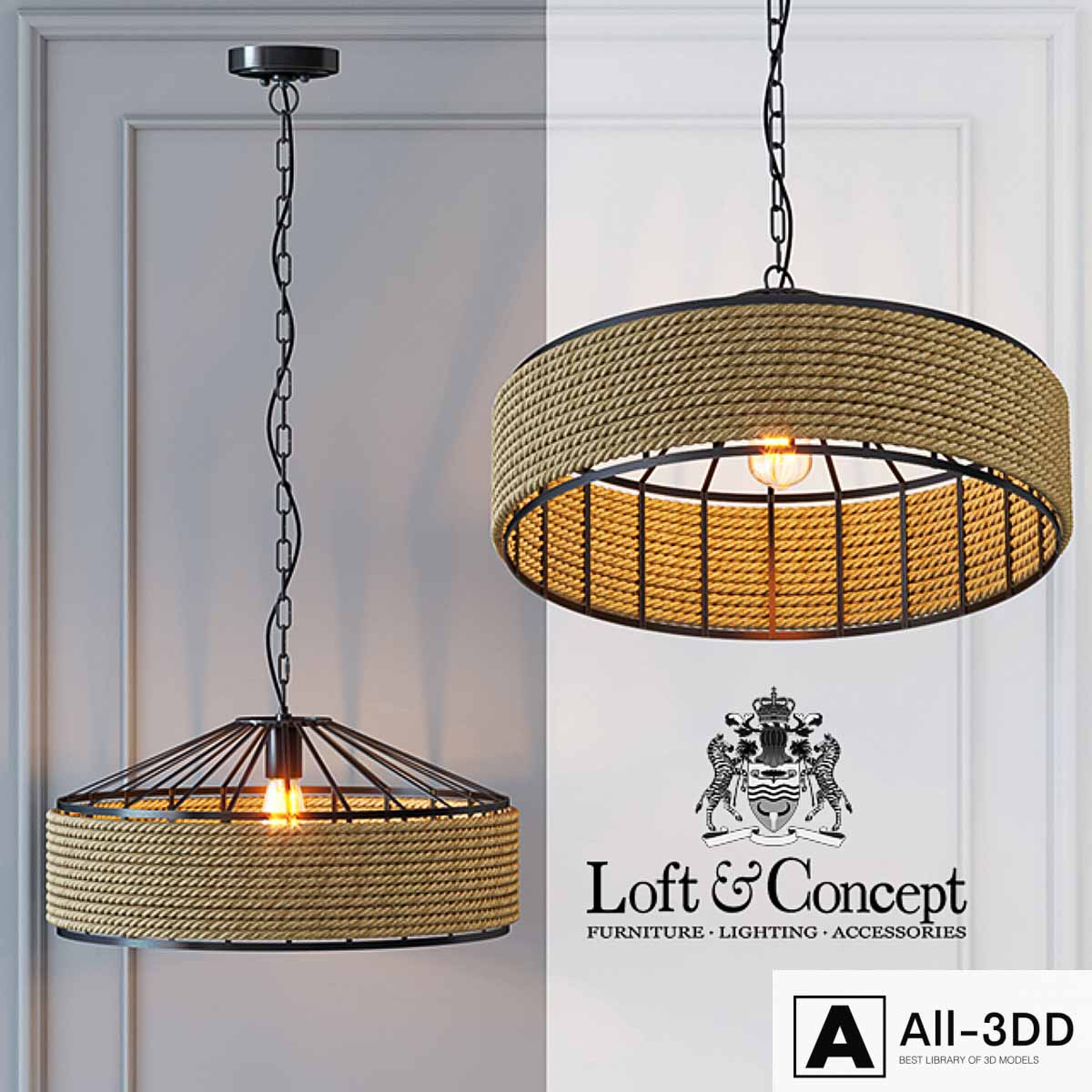 Belt Loft Rope Light Chandelier modern interior 3D model Belt Loft Rope Light Chandelier