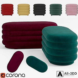 Ferm Living - Velour Pouf oval