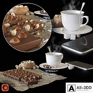Chocolate, coffee, nuts