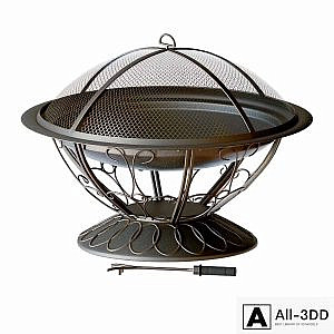 Scroll Wood Burning Firepit in Black